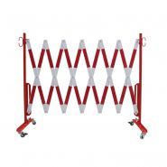 Barrières droites extensibles en acier avec roulettes - Longueur 4m - Rouge et blanc réfléchissant_1