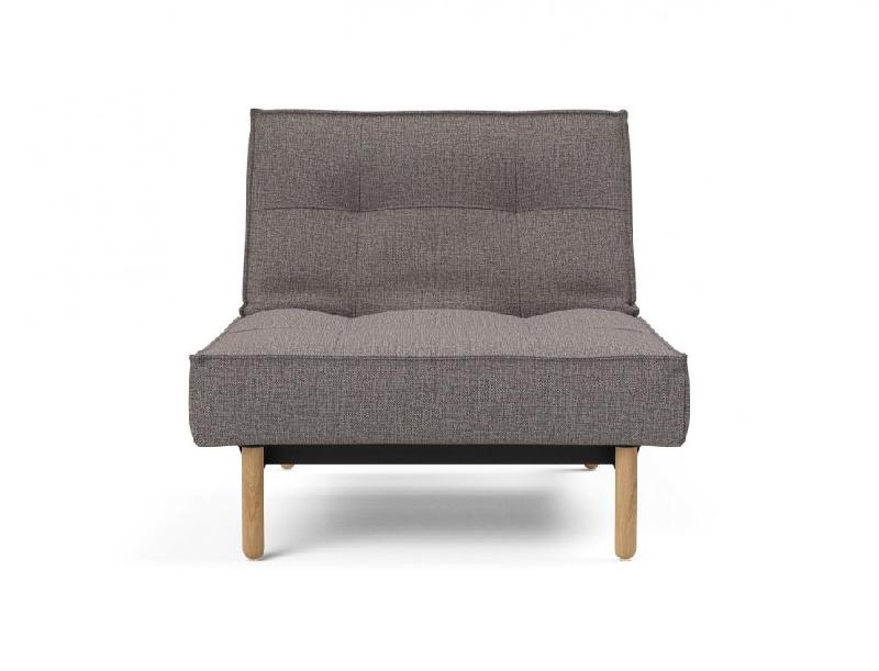 Innovation Living - Fauteuil-lit Splitback Stem convertible 90x115 cm - Pieds obus naturel - Tissu Mixed Dance Grey_1