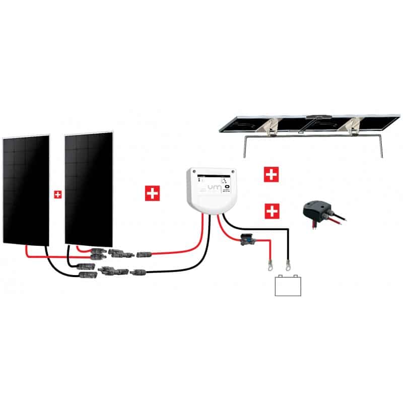 Kit solaire bateau inclinable Uniteck 240W 12V MPPT - panneaux monocristallins back-contact et support nautique_1