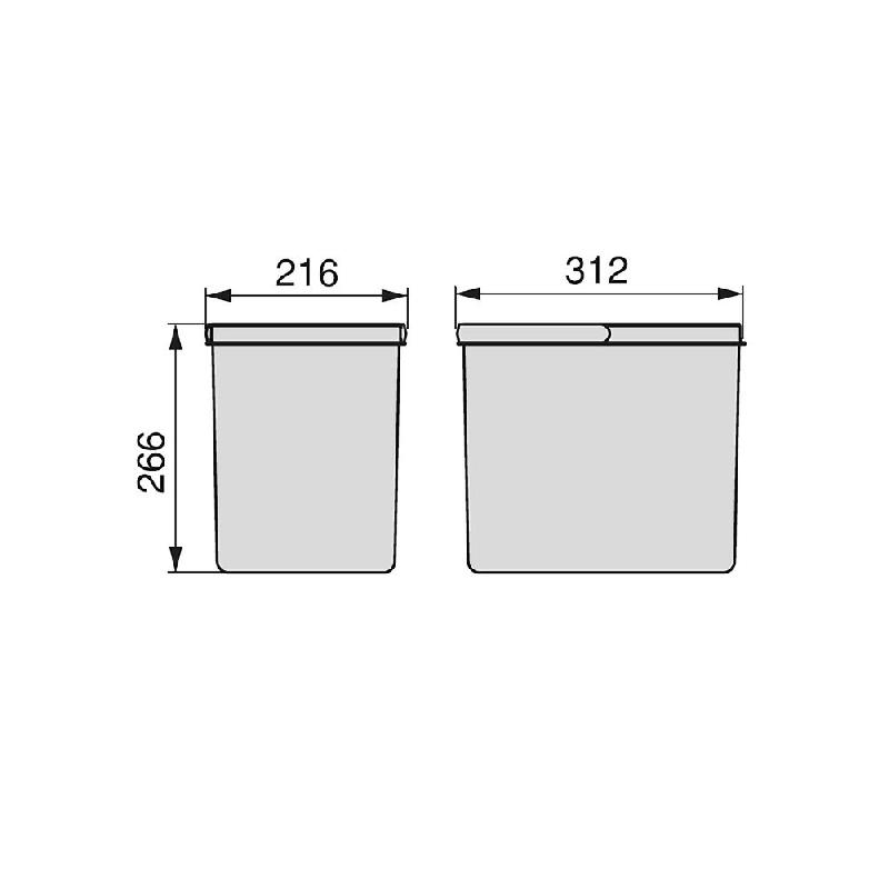 Poubelles pour tiroir de cuisine Recycle Emuca - 2 x 15 litres - Hauteur 266 mm - Gris anthracite_1