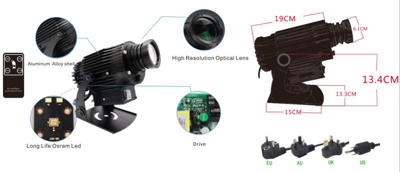 Projecteur gobo rotatif LED 60W WT-RT6065 - Noble - Distance de projection 3-30m - IP65 - Puce LED Osram_1
