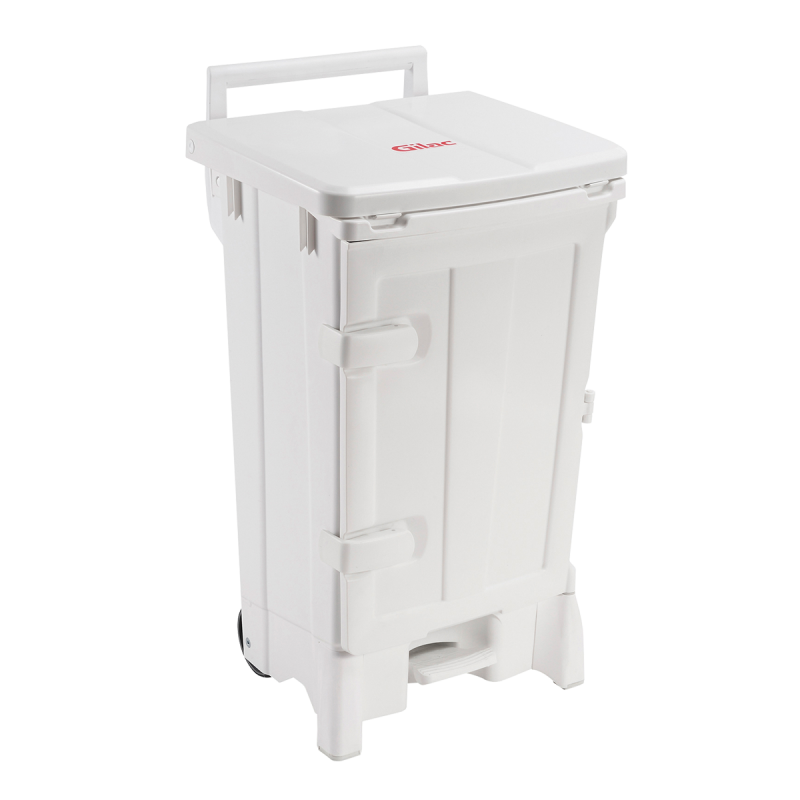 Collecteur à pédale 90L avec porte Gilac - Blanc_1