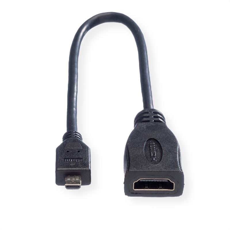 Roline câble hdmi high speed avec ethernet, hdmi f - micro hdmi m, 0,22 m_1