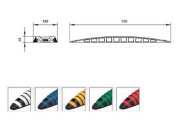 Séparateur de chaussée en PVC recyclé très résistant 750x180x45 - Modèle DESIGN - Peinture rétro-réfléchissante_1