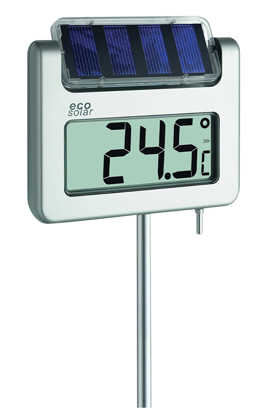 Thermomètre digital de jardin - Grande dimension - Horloge DST - Rétro-éclairage solaire - 3026T_1