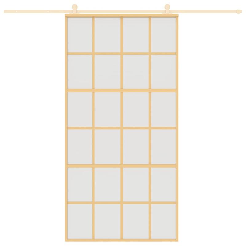 Vidaxl porte coulissante doré 102,5x205 cm verre esg dépoli aluminium 155177_1