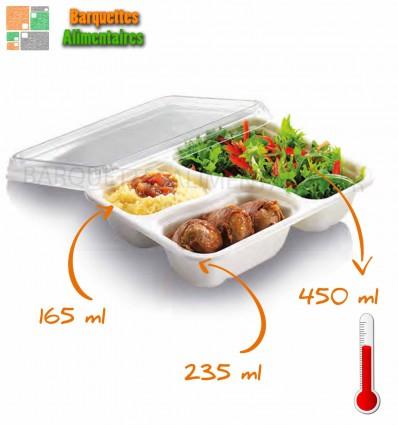 Barquettes alimentaires Naturélia 85 cl - 3 compartiments - micro-ondes, congélation et four traditionnel_1