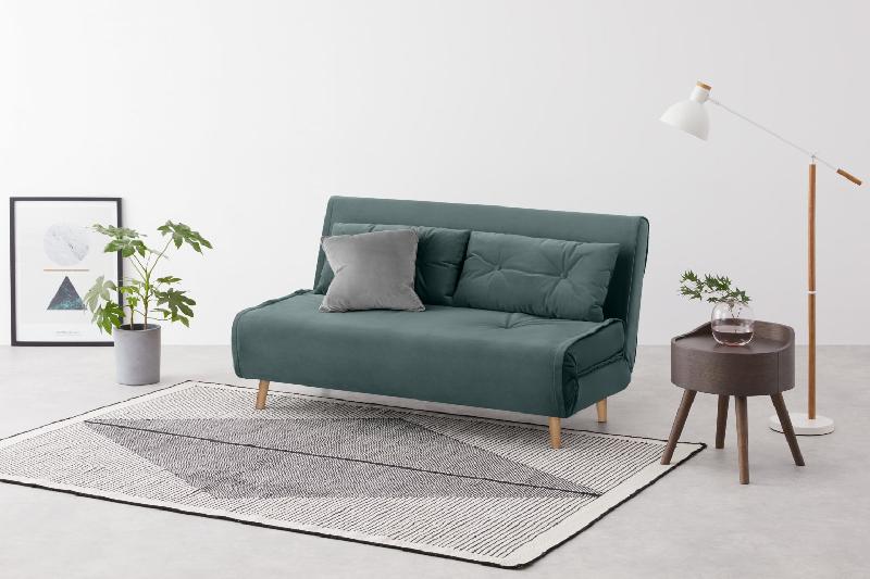 Canapé Haru élégant avec design rétro et détails boutonnés