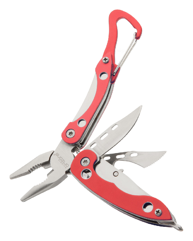 Pince multifonctions en acier inoxydable - 6 fonctions - Couleur rouge - Marque Orizons_1