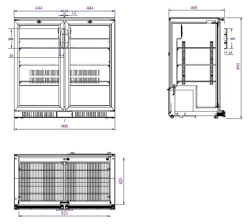 Arrière bar réfrigérée noir 2 portes l900 7527.0035 COMBISTEEL_1