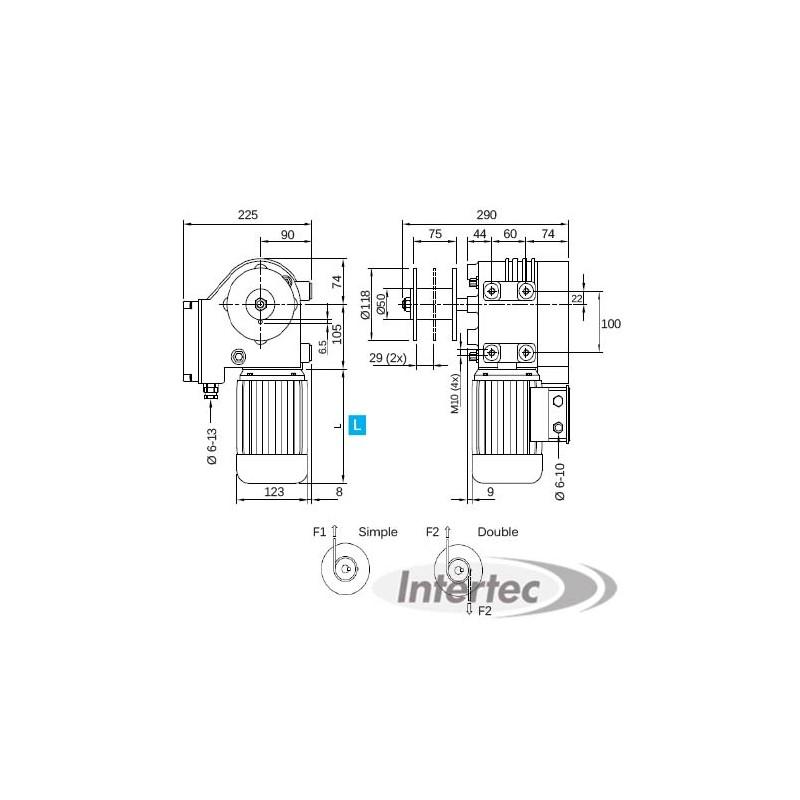 Gw10100p - Motoréducteur 100 Nm avec poulie simple ou double - Intertec_1