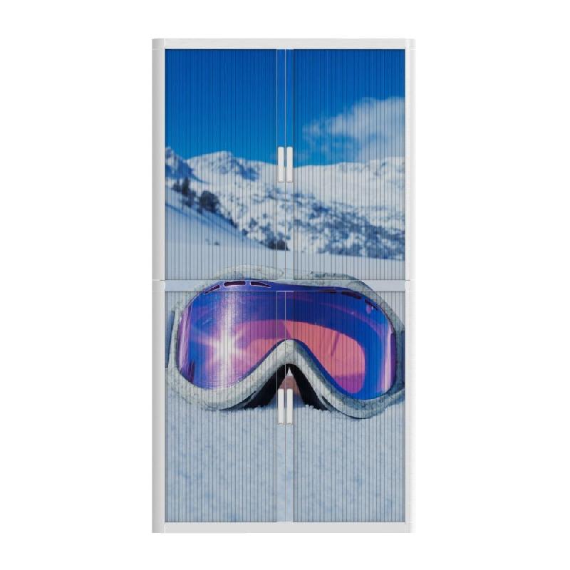 Armoire à rideaux avec décor montagne - EasyOffice. - Haute, Lunette Ski_1