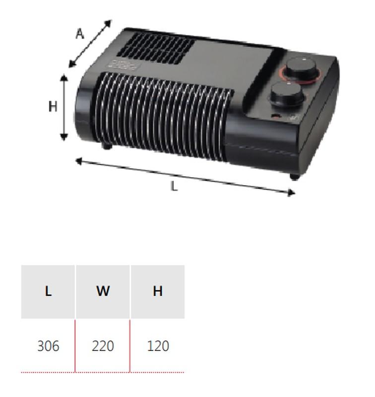 Chauffage horizontal TL-20N - 2000W - 230V - Matériau auto-extinguible - S&P 5226021300_1