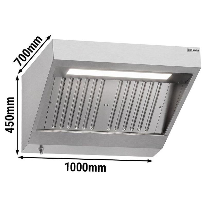 Hotte murale inox statique 1m avec filtre et éclairage | Profondeur 700 mm_1