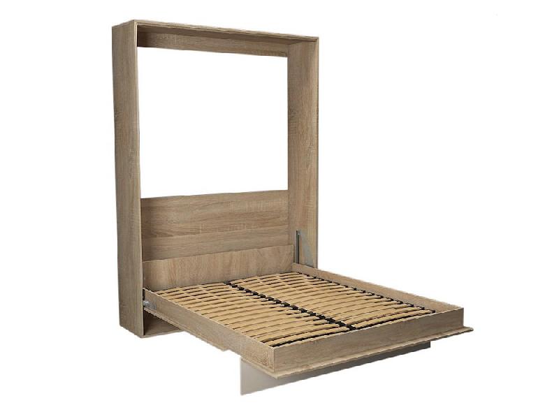 Armoire lit escamotable Kompact - ouverture assistée - coloris chêne - couchage 160x200 cm - ultra plate pour gain de place_1