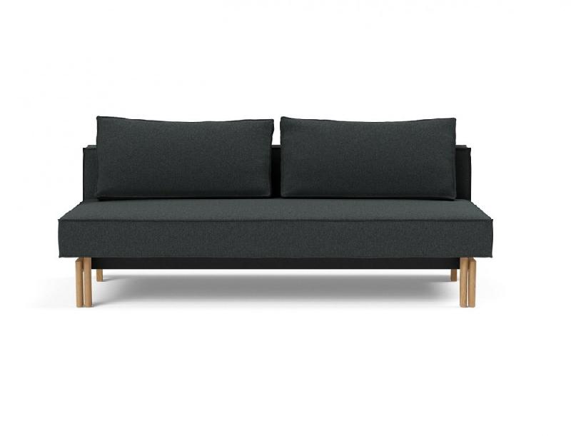 Canapé design convertible Innovation Living SLY - Lit 140x200 cm - Pieds bois chêne - Tissu bouclé Black Raven_1