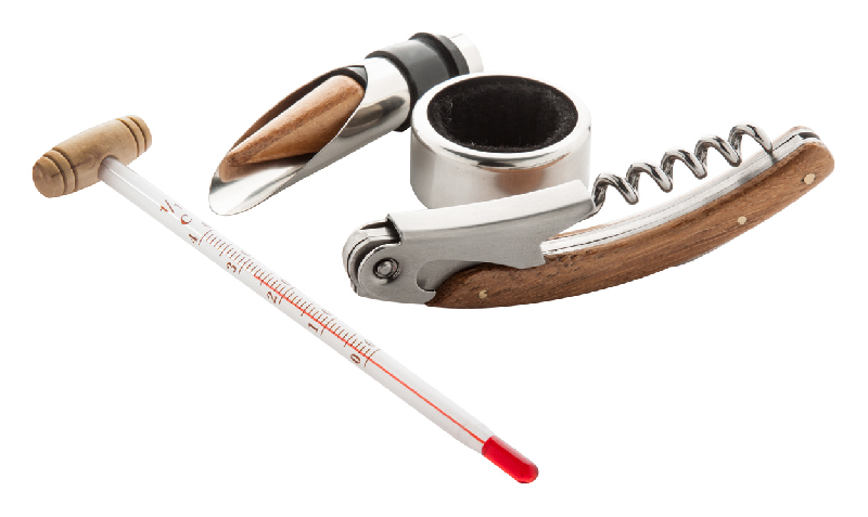 Set à vin - 4 accessoires dans une boîte en bois de bambou - Couleur marron - 475 gr_1