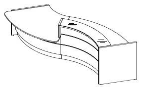 Comptoir d'accueil Valde forme vague avec accès PMR - MDD - Gris brillant, Gauche_1