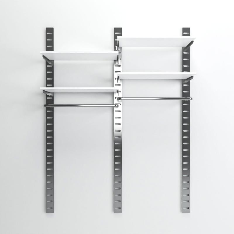Élément suivant Zetawall chrome 2 tablettes blanc + 1 penderie L90xH240cm_1