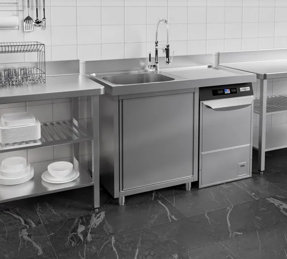 Plonge avec passage lave-vaisselle 120 x 70cm et placard - cuve à gauche l40 x p50 x h25 cm_1