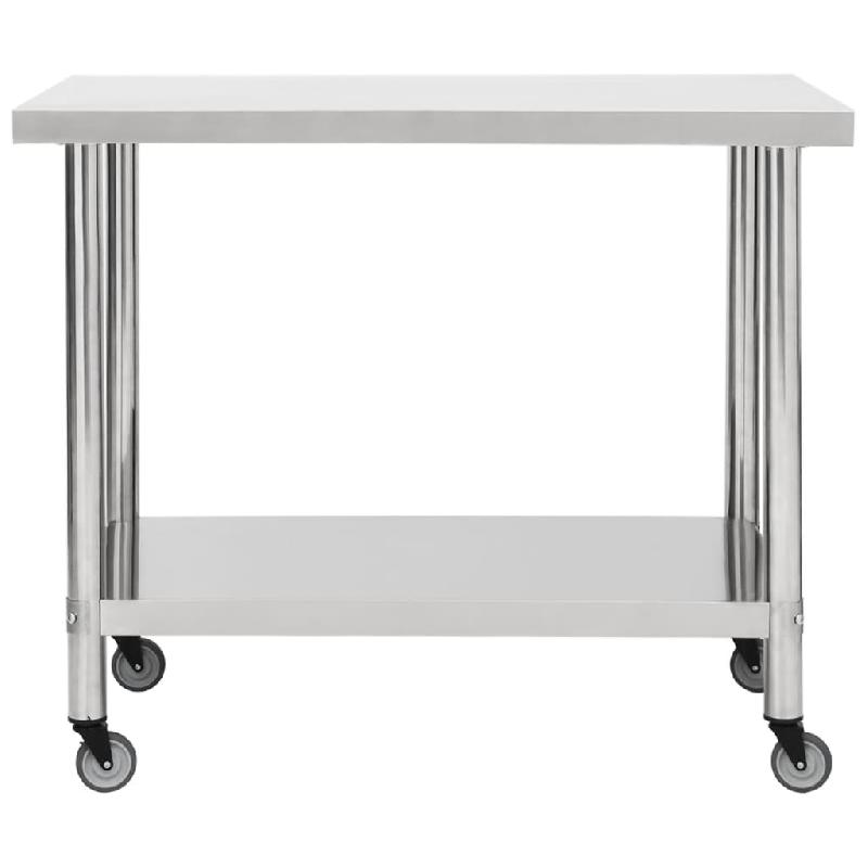 Vidaxl table de travail de cuisine avec roues 80x60x85 cm inox 51636_1