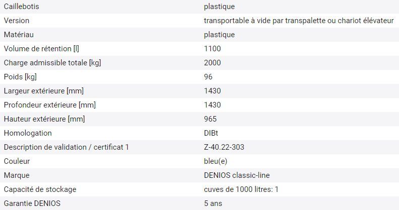 148303W - Bac de rétention en polyéthylène - stockage acides et bases - 1000L avec passages de fourches_1