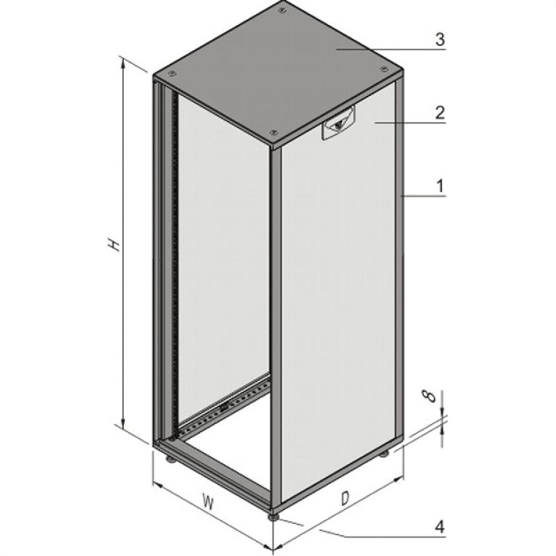Armoire Novastar SCHROFF sans porte ni panneau arrière, Slim-line, RAL 7021/7035, 1167H 553W 600D_1