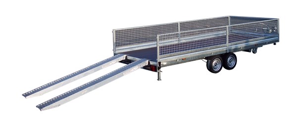 Remorque porte-engins Lider 3.5T - 2 essieux, 4,06m - plateau basculant galvanisé à chaud_1