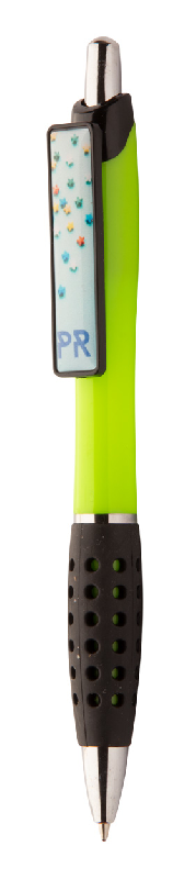 Stylo bille en plastique - grip caoutchouc - clip personnalisable en doming - encre bleue_1