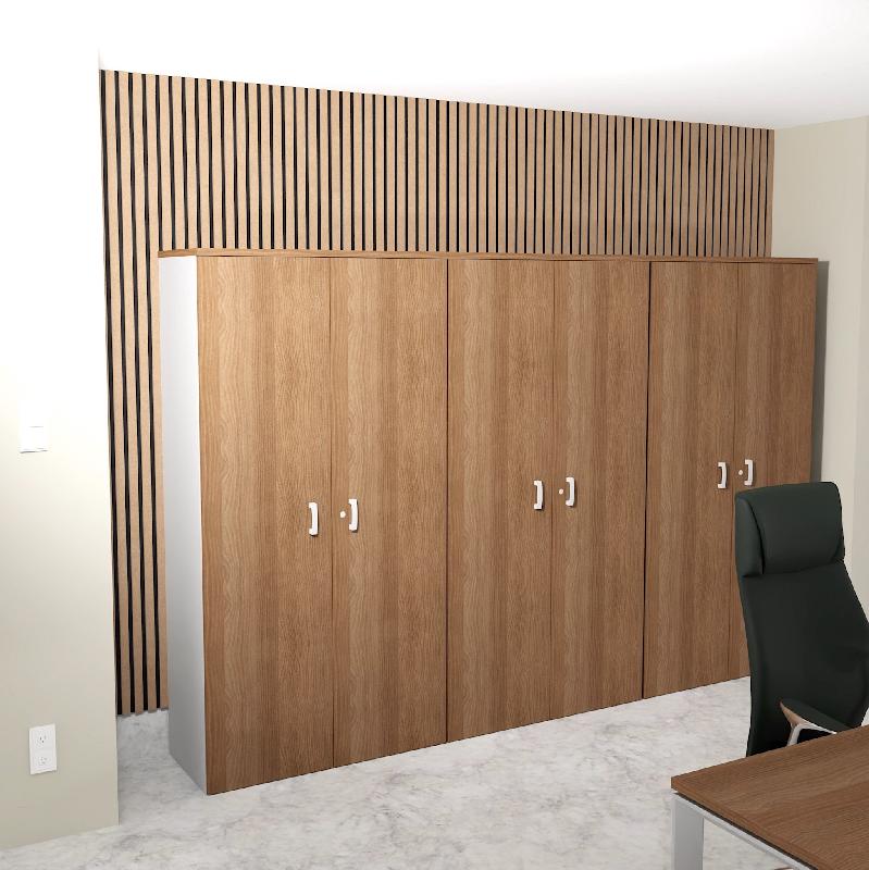 Armoire haute 197 cm avec portes battantes - Mobel Linea - 100, Acacia foncé_1