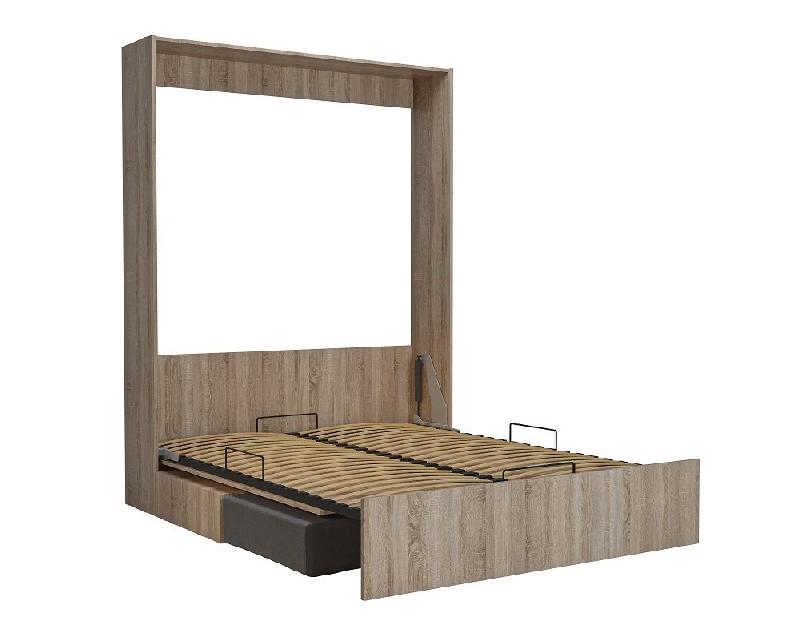 Armoire lit escamotable DYNAMO SOFA - Canapé chêne microfibre gris - Couchage 160x200 cm avec sommier à lattes_1
