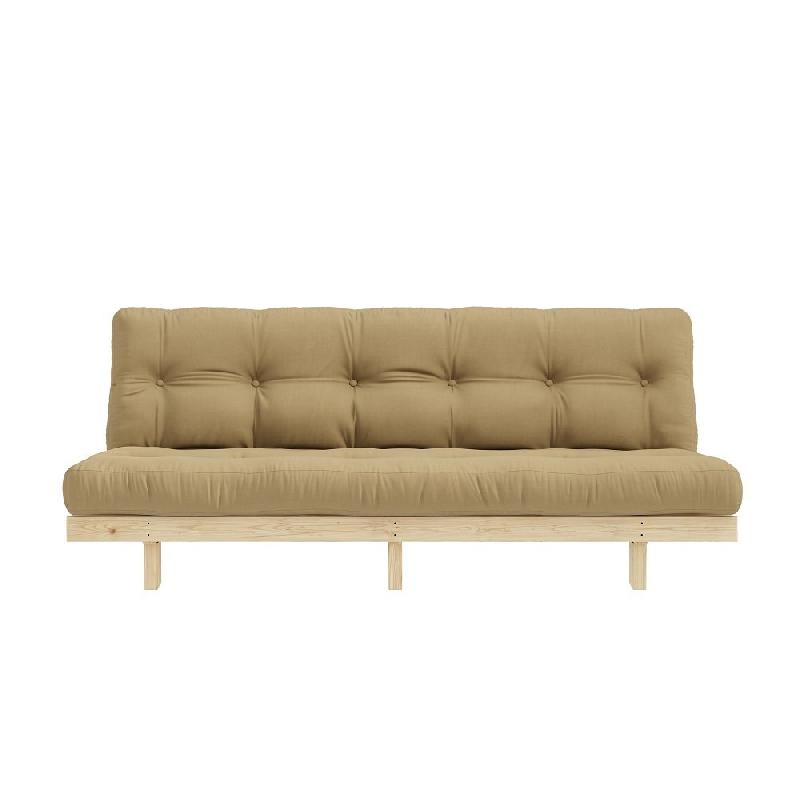 Banquette convertible futon Lean Pin - Coloris beige blé - Couchage 130 x 190 cm - Structure pin massif_1