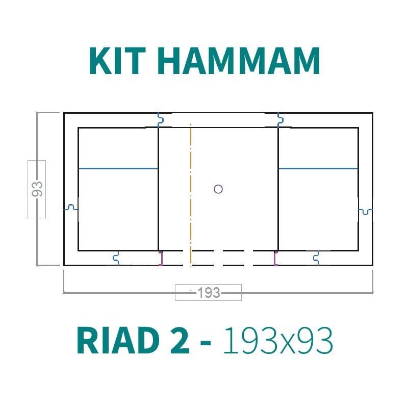 KIT CABINE HAMMAM À CARRELER RIAD 2 - 193X93 - 2 PLACES_1