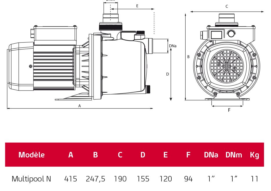 Surpresseur multipool n - espa france - puissance 0.75 kw - débit 25 à 40 m3/h_1