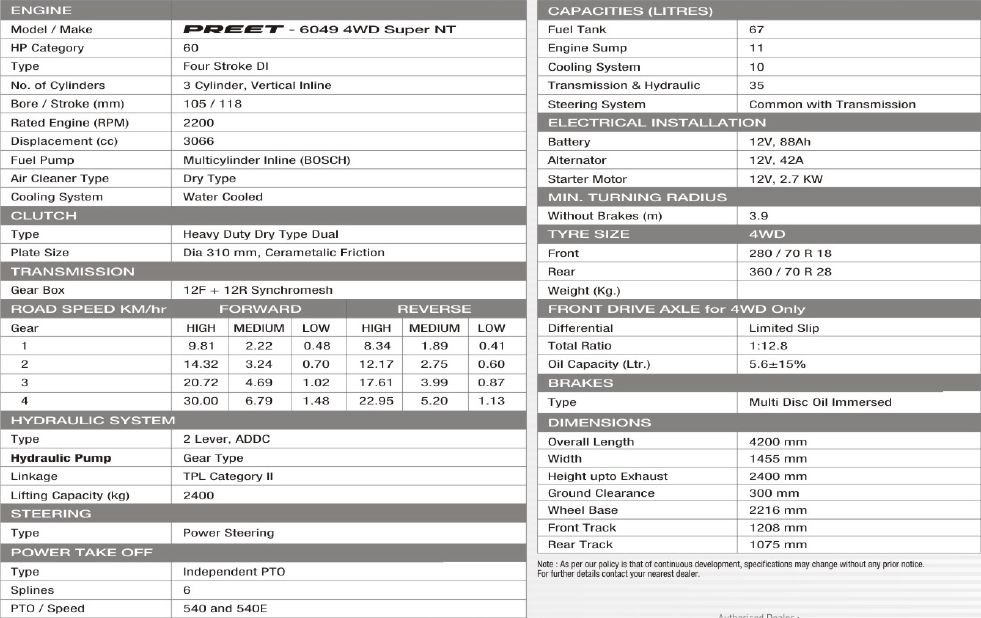 6049 nt tracteur agricole - preet - 4 roues motrices 60 tracteur hp_1