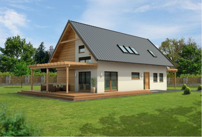 Maison à ossature en bois à demi-niveaux galerija / surface habitable 211.65 m² / toit double pente_1