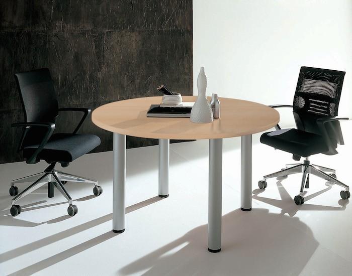 Table de réunion ronde avec 4 pieds - Idea - Quadrifoglio - Argent Ral 9006, 100, Blanc_1