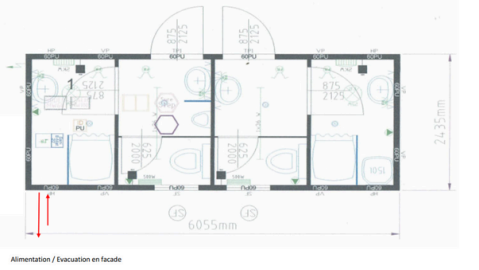 Bâtiment modulaire - Module 20 pieds - CTX 20 classic sanitaire_1