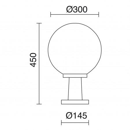 Borne lumineuse en résine - boule diamètre 300 mm - hauteur 450 mm - IP43 - coloris blanc - modèle VIC_1