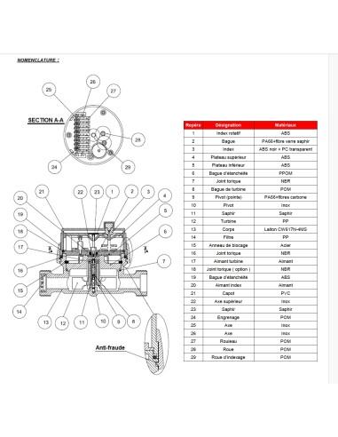 Compteur volumétrique d'eau froide - DN15 - cadran sec orientable - corps laiton_1