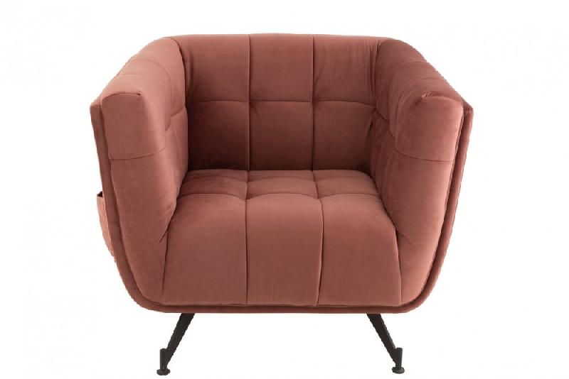 Fauteuil lounge Marianah - rose antique - structure bois et assise capitonnée en velours_1