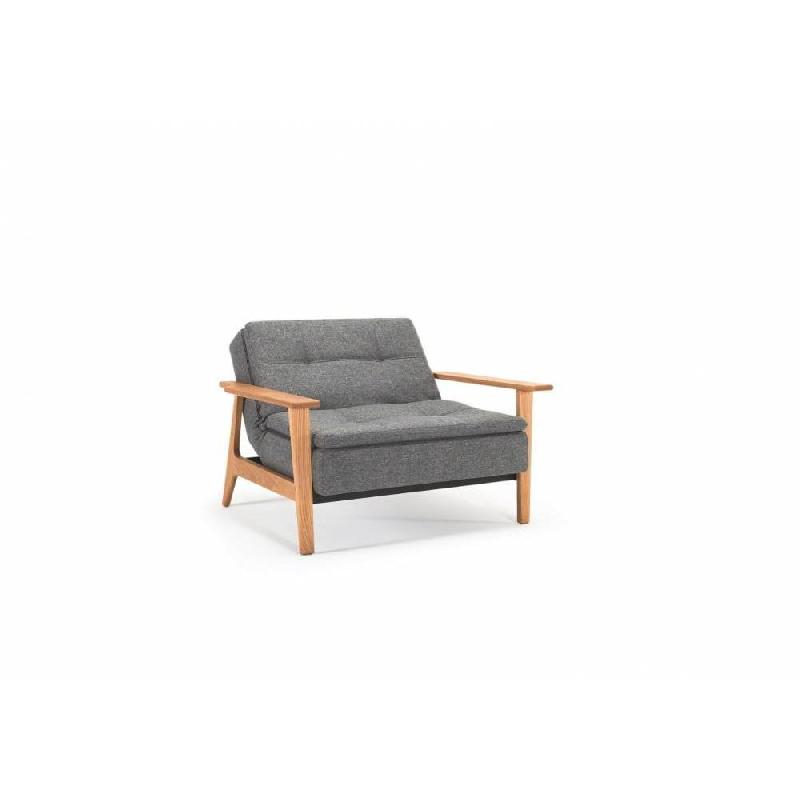 Innovation Living - Fauteuil design Dublexo Frej gris Twist Charcoal convertible lit 90x115 cm - Piétement en chêne clair_1