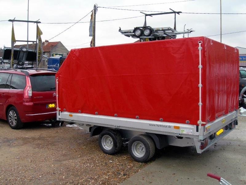 Remorque plateau Humbaur HN 303118 - 2 essieux, ridelles alu, roues surbaissées_1