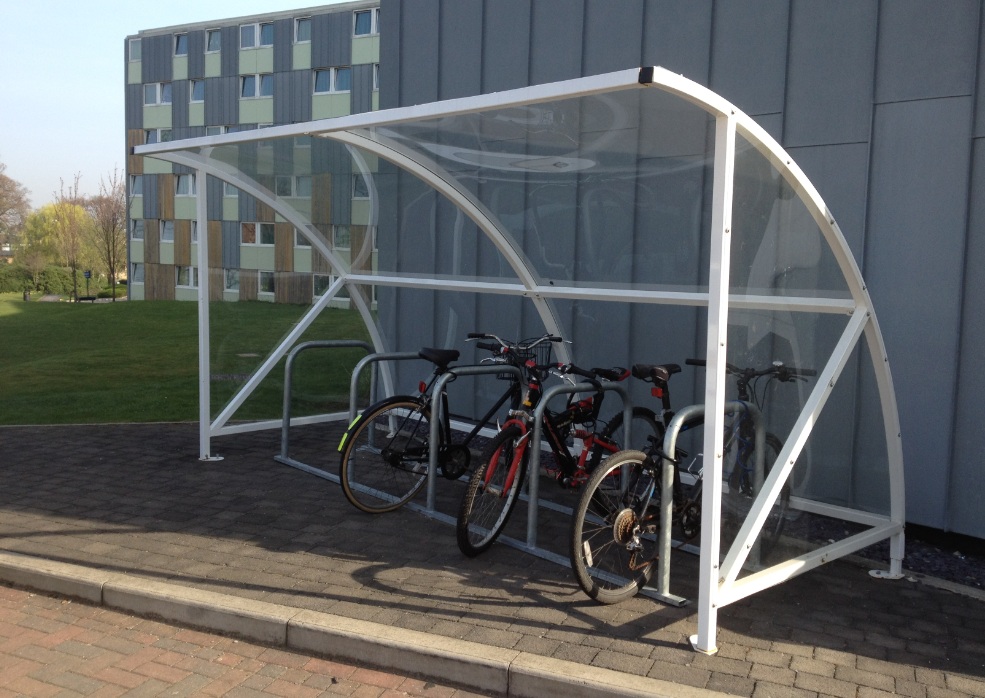 Abri vélo semi-ouvert demi-lune BSC1 - structure en acier - bardage en polycarbonate - capacité pour 10 vélos - râtelier inclus_1