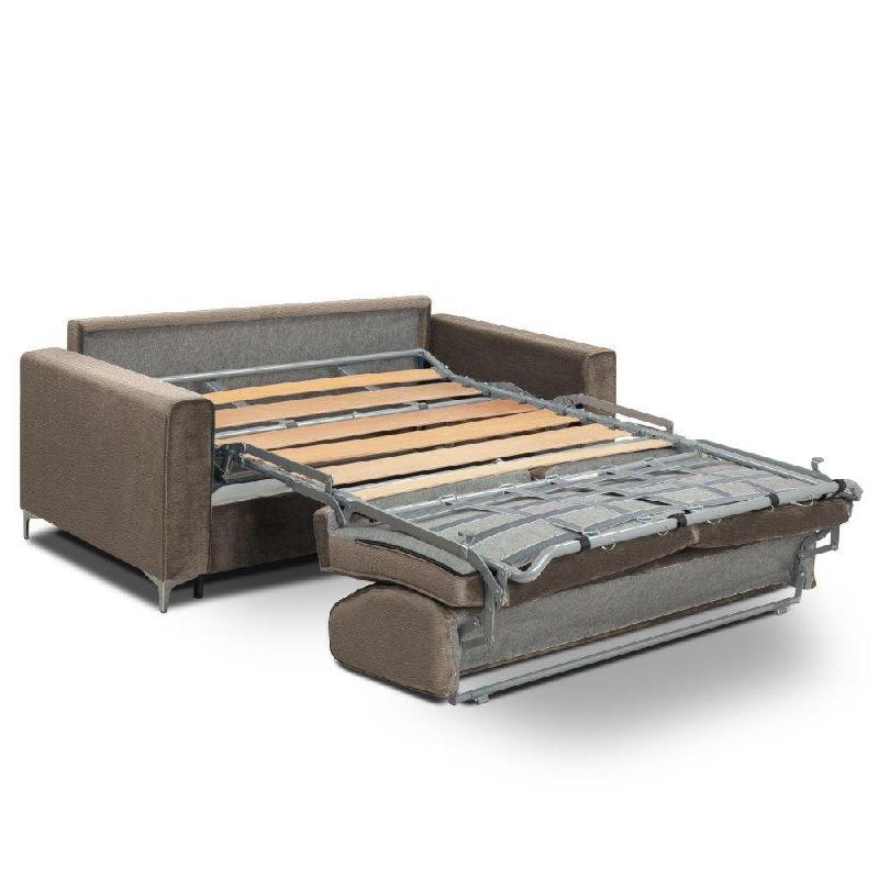 Canapé convertible express Jackson 160cm - Sommier lattes bois - Cuir vachette taupe clair - Matelas 16 cm_1