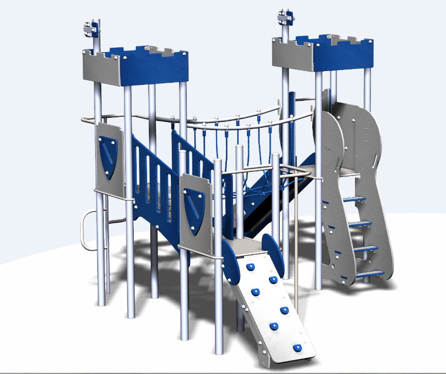 Structure de jeux combinées - 3 tours gamme Châteaufort CH31201I - Créa Équipements_1