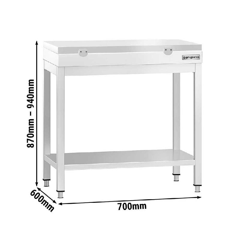 Table inox de découpe avec plan blanc - Profondeur 600 mm | Ggm - 700_1
