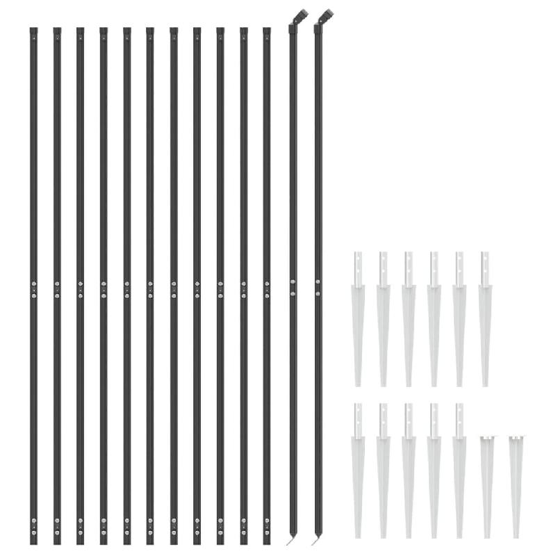 Vidaxl clôture en treillis métallique et ancrage anthracite 2x25 m 154254_1