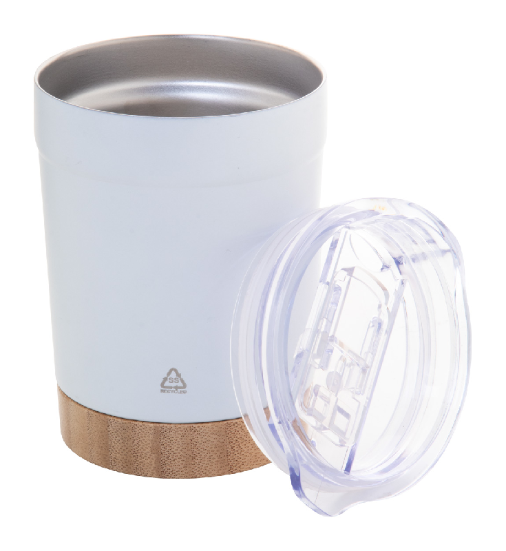 Mug thermos isotherme - double paroi acier inoxydable recyclé - base bambou - 300 ml_1