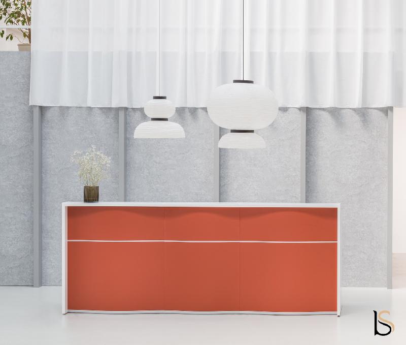 Comptoir d'accueil 3 personnes WAVE - MDD - 274, Rouge mat_1